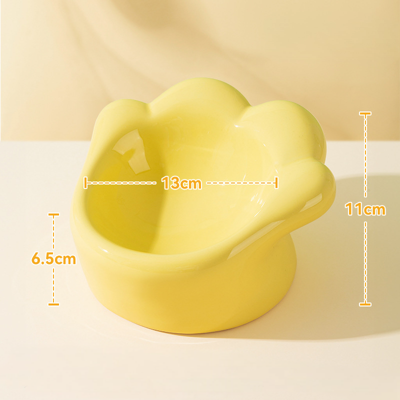 Cat Paw Ceramic Bowl Tilted Design Non Slip Base