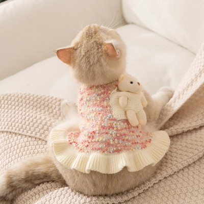 Knit Pet Sweater 3D Bear Detachable Plush Companion 02