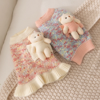 Knit Pet Sweater 3D Bear Detachable Plush Companion 01