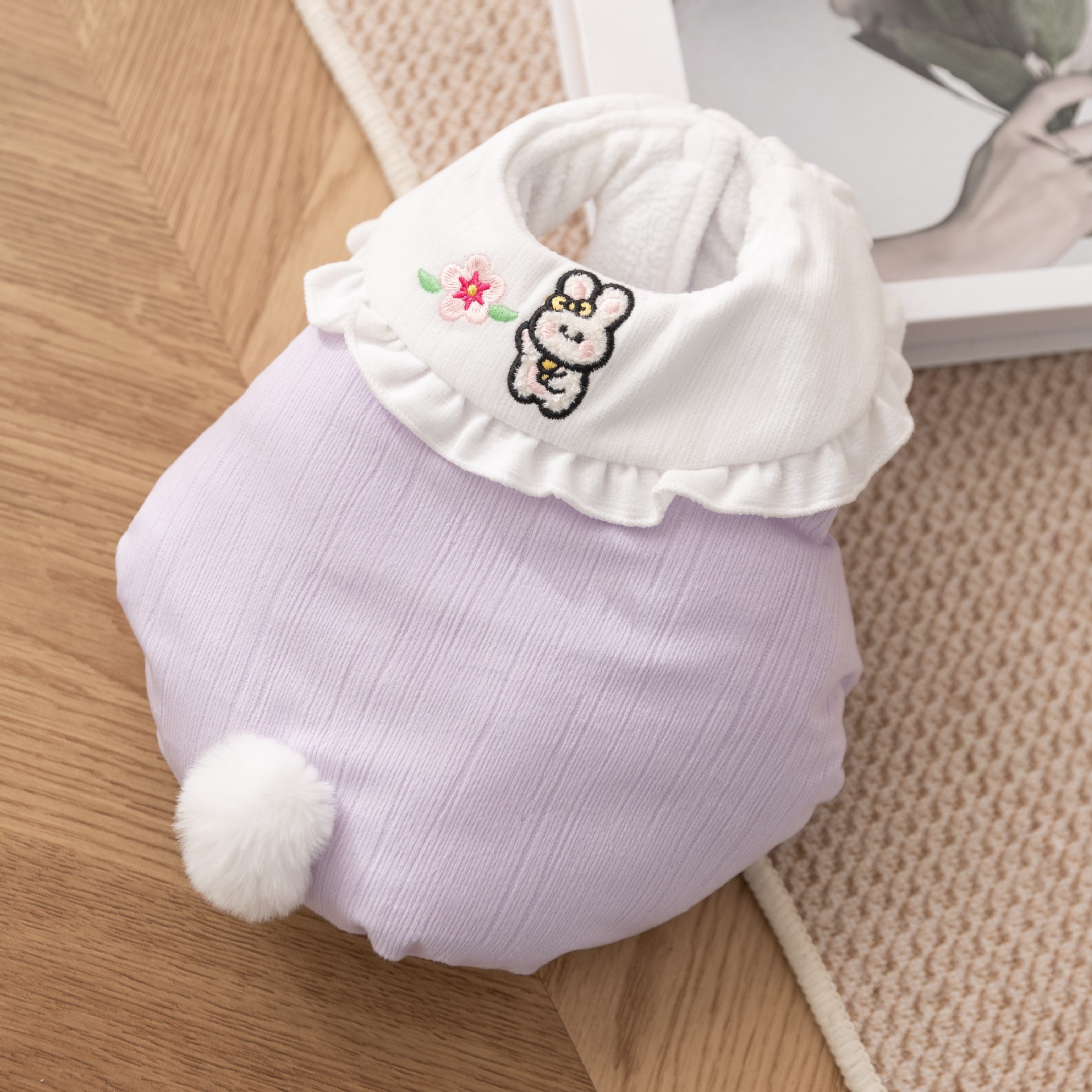 Pet Bunny Hoodie Fluffy Tail Pompom Winter Warmth