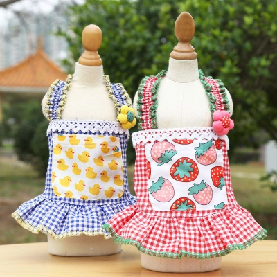 Pet Strawberry Dress Summer Cotton Sleeveless Apron Style 01