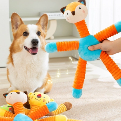 Pet Chew Squeaky Toy Five Side Fox Design 02