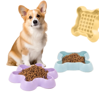 Pet Slow Feeder Bowl Bone Shape Non Slip Base 01