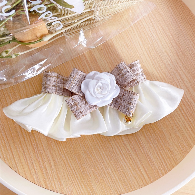 Pet Bow Tie Collar Camellia Flower Bell Decoration