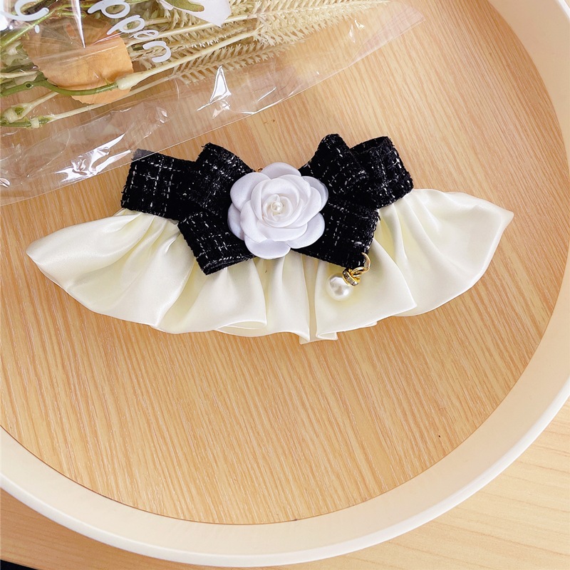 Pet Bow Tie Collar Camellia Flower Bell Decoration