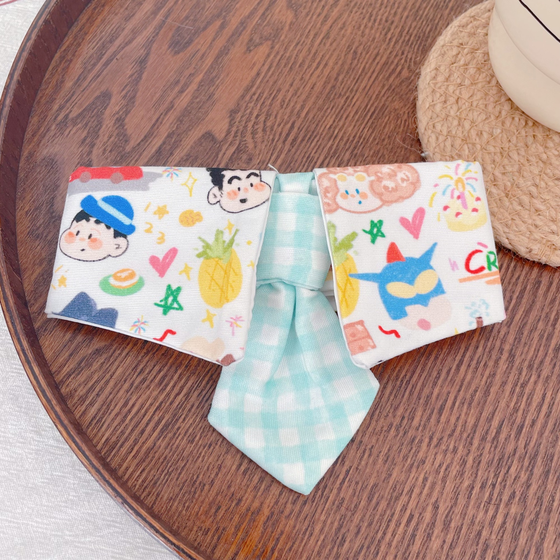 Pet Bow Tie Collar Cartoon Print Adjustable Band