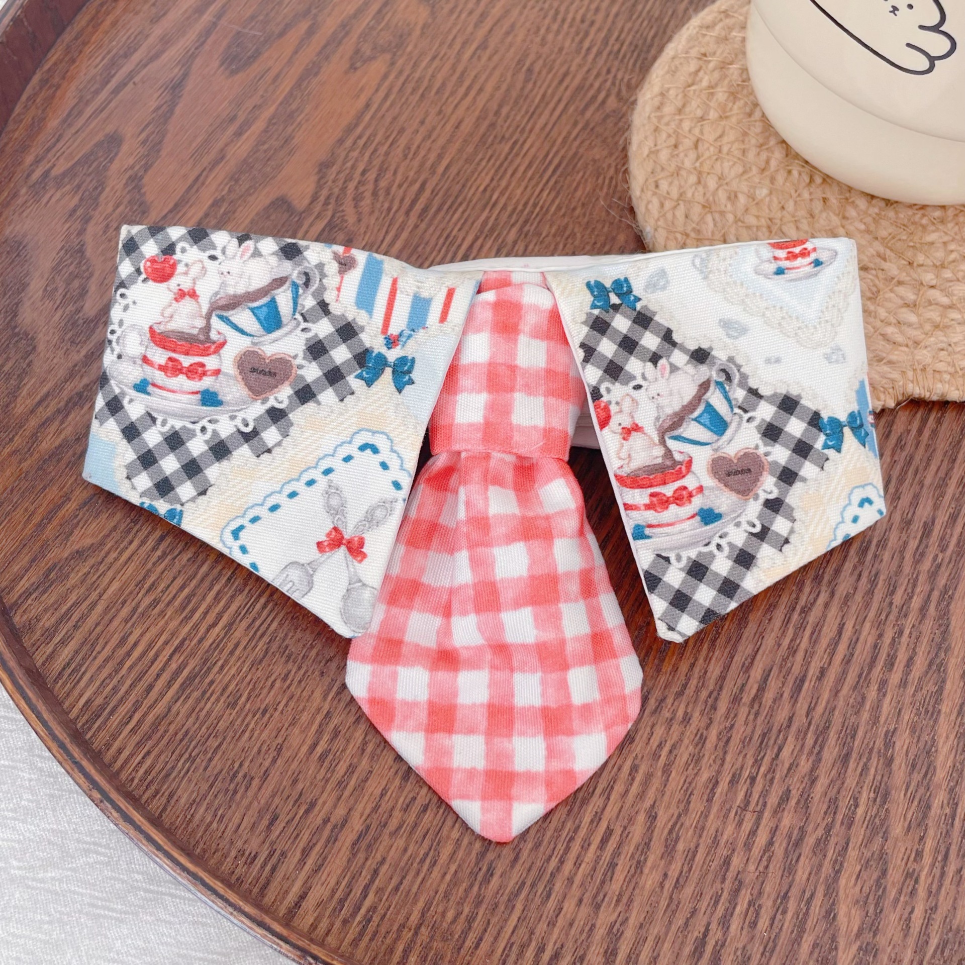 Pet Bow Tie Collar Cartoon Print Adjustable Band