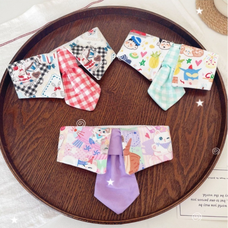 Pet Bow Tie Collar Cartoon Print Adjustable Band