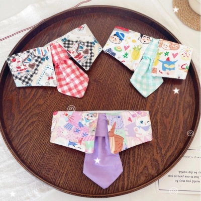 Pet Bow Tie Collar Cartoon Print Adjustable Band 01