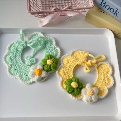 Pet Floral Knit Collar Pastel Color Options 02