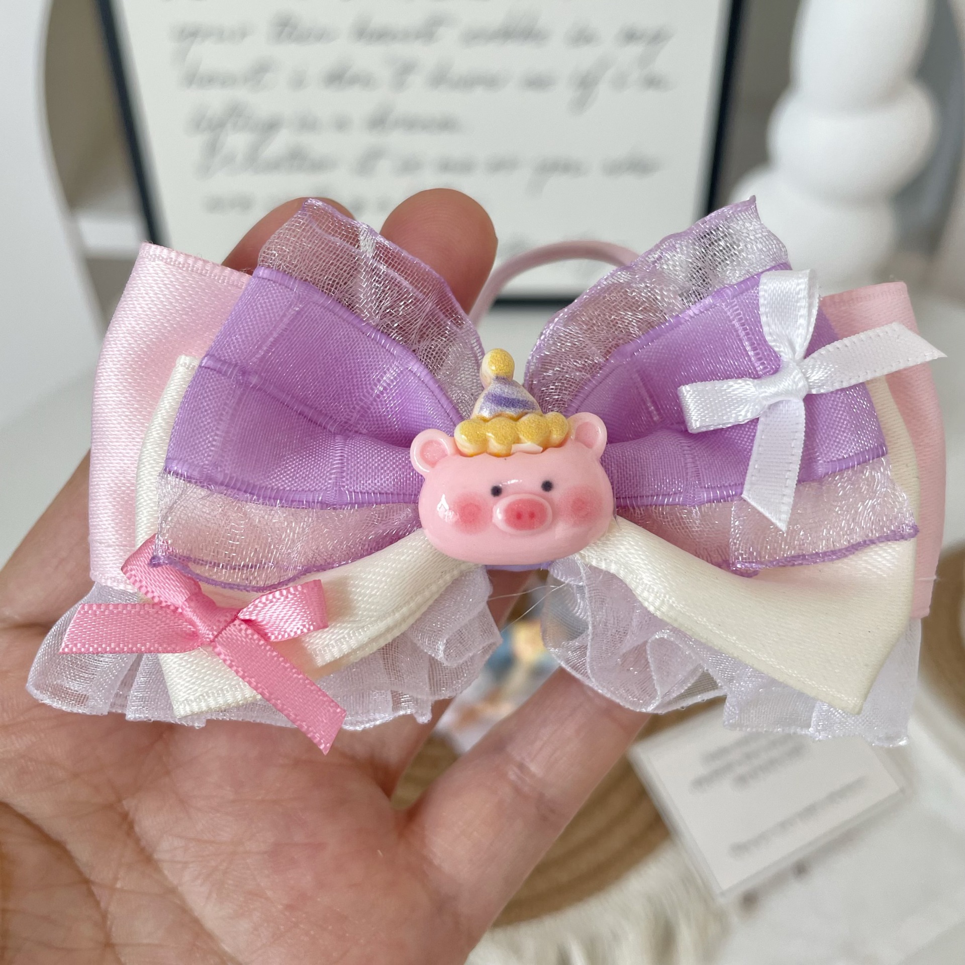 Pet Cartoon Bow Collar Pig Dog Cat