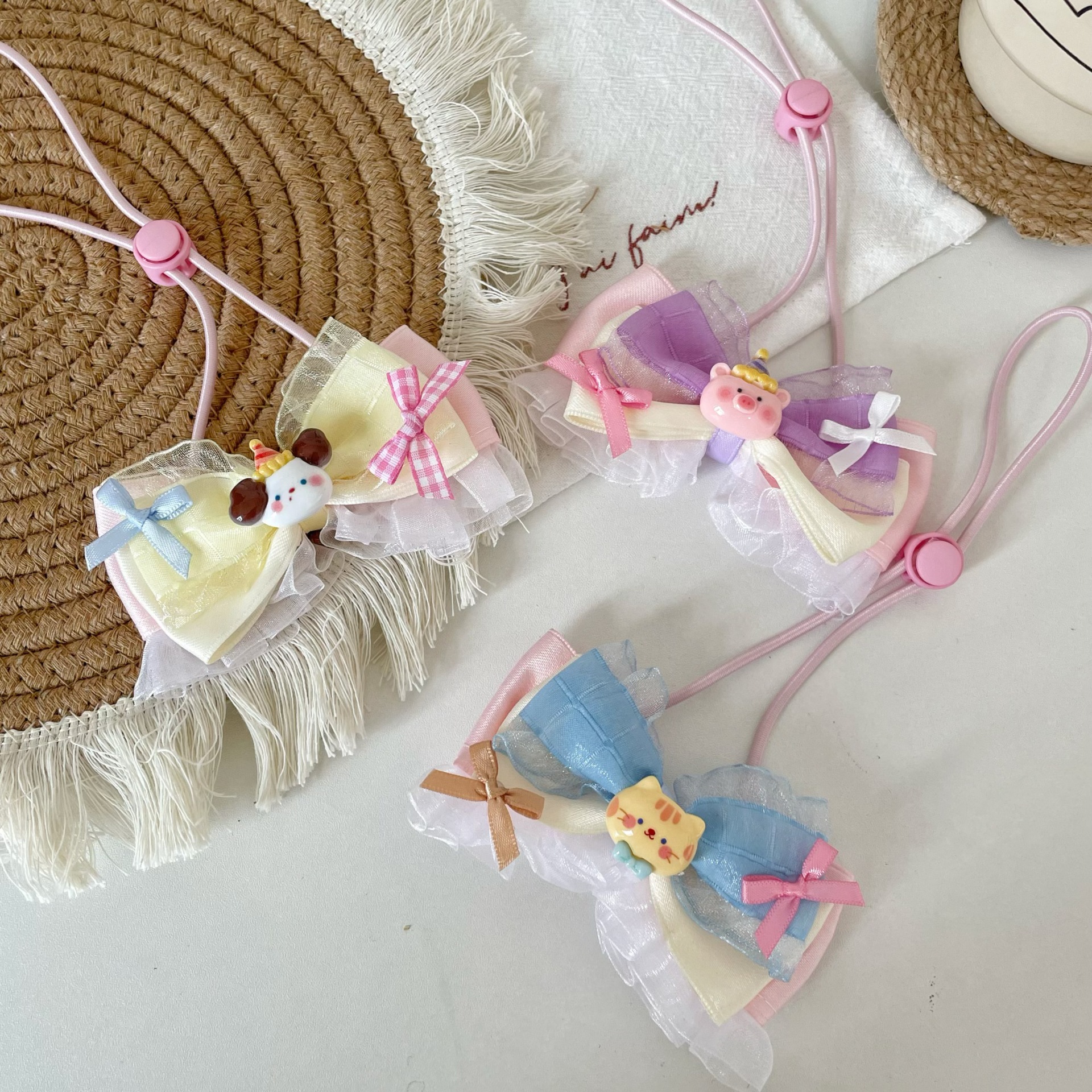 Pet Cartoon Bow Collar Pig Dog Cat