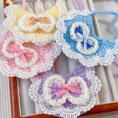 Pet Crochet Bib Heart Lace Four Colors 02