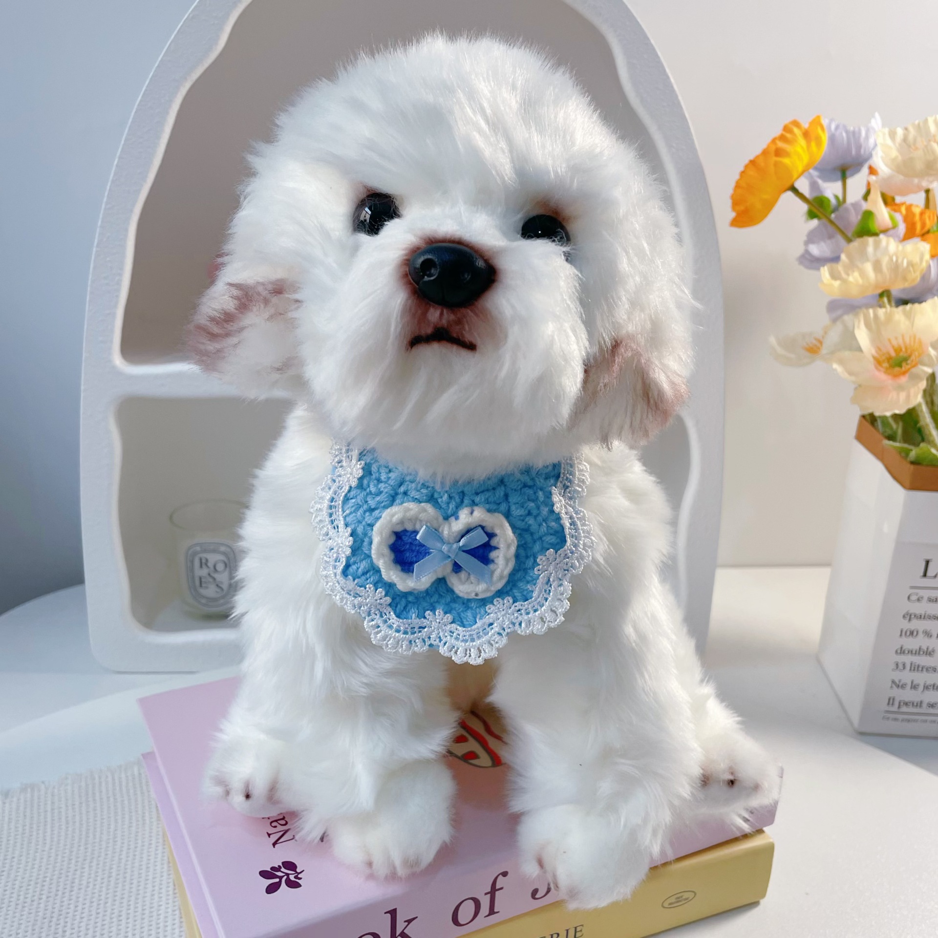 Pet Crochet Bib Heart Lace Four Colors