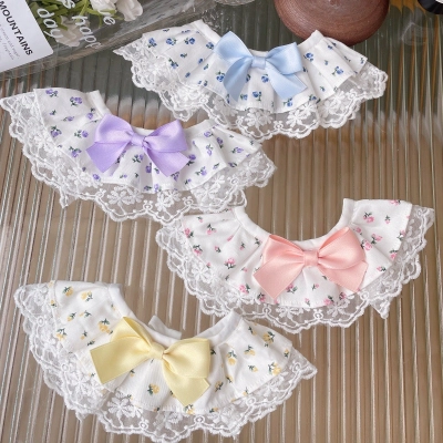 Pet Floral Bib Lace Trim Bow Center 01