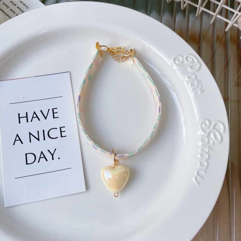Pet Heart Print Collar Pastel Pendant Four Colors