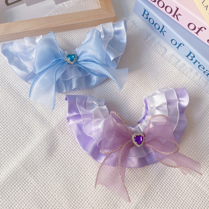 Pet Ribbon Collar Satin Bow Gem Center