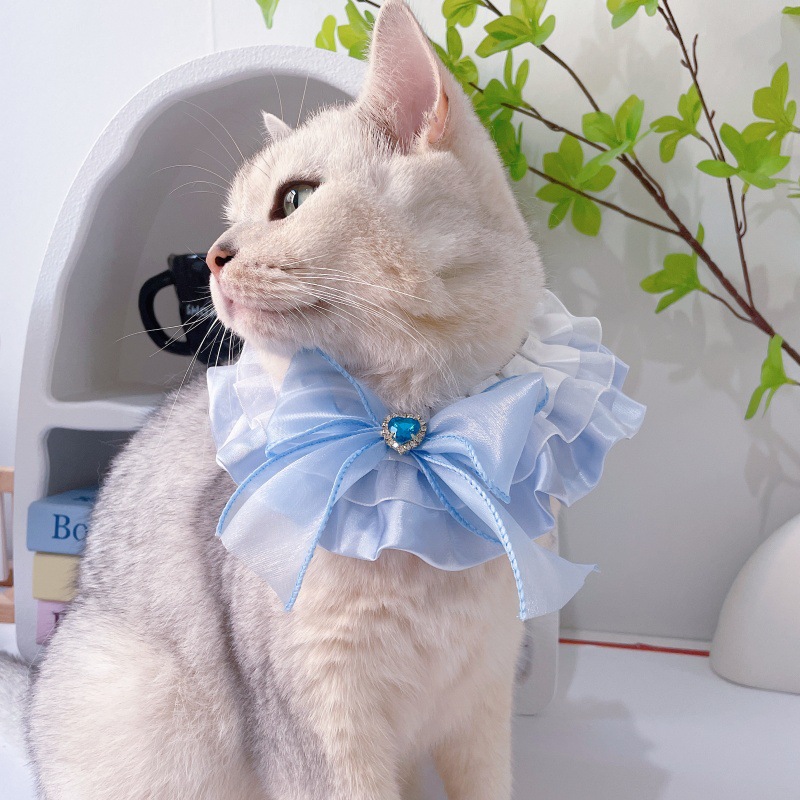 Pet Ribbon Collar Satin Bow Gem Center