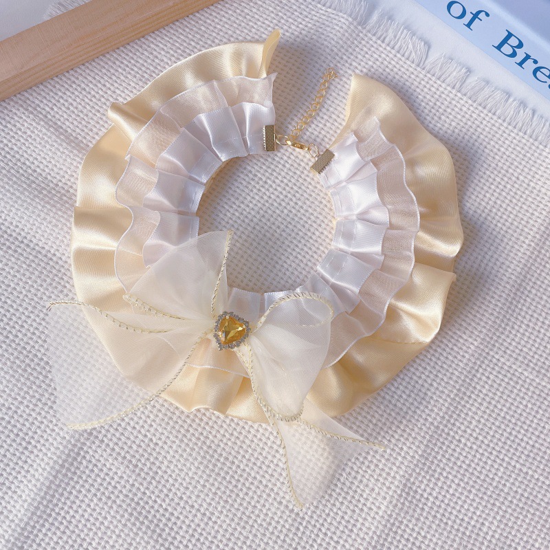 Pet Ribbon Collar Satin Bow Gem Center