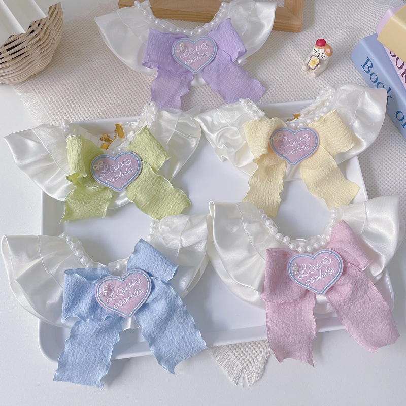 Pet Pearl Collar Love Cookie Bow Pastel