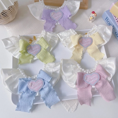 Pet Pearl Collar Love Cookie Bow Pastel 01