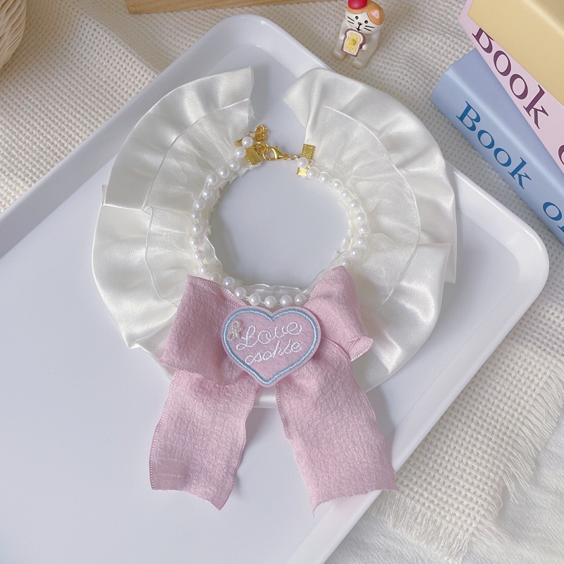 Pet Pearl Collar Love Cookie Bow Pastel