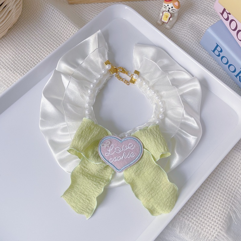 Pet Pearl Collar Love Cookie Bow Pastel