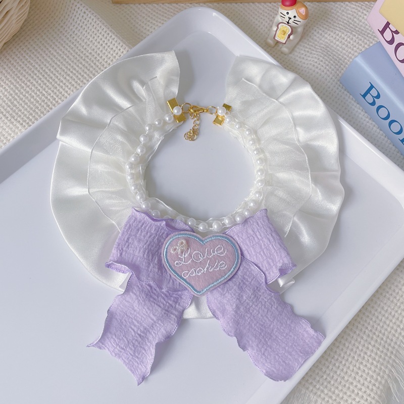 Pet Pearl Collar Love Cookie Bow Pastel