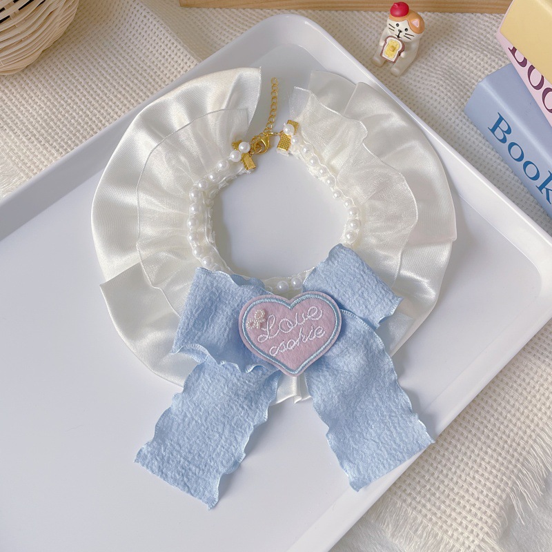 Pet Pearl Collar Love Cookie Bow Pastel