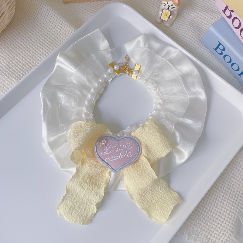 Pet Pearl Collar Love Cookie Bow Pastel