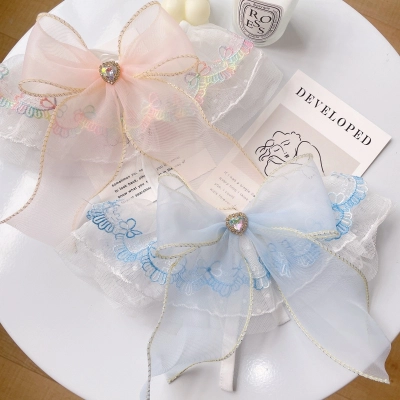 Pet Lace Bib Crystal Bow Pastel Colors 02