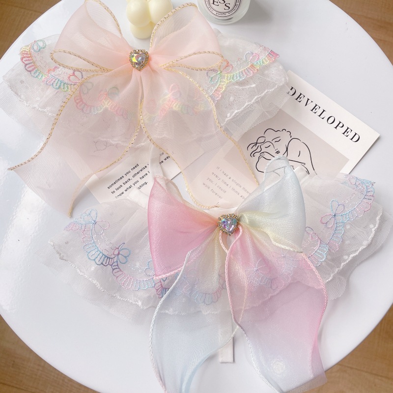 Pet Lace Bib Crystal Bow Pastel Colors