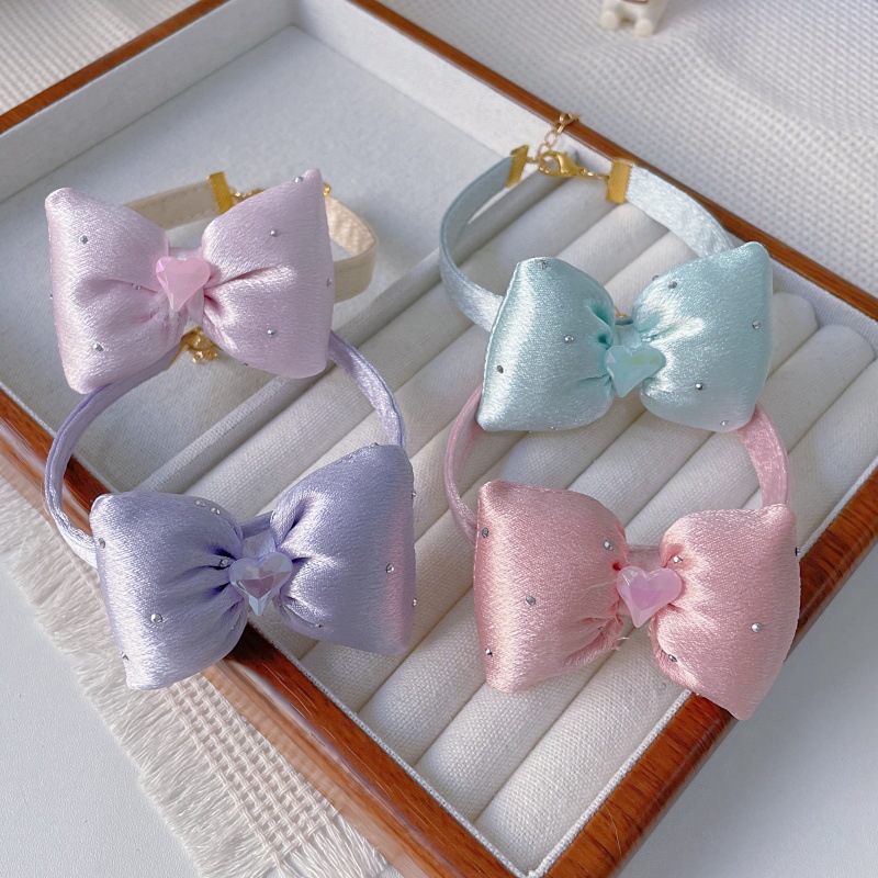 Pet Bow Collar Set Four Pastel Colors