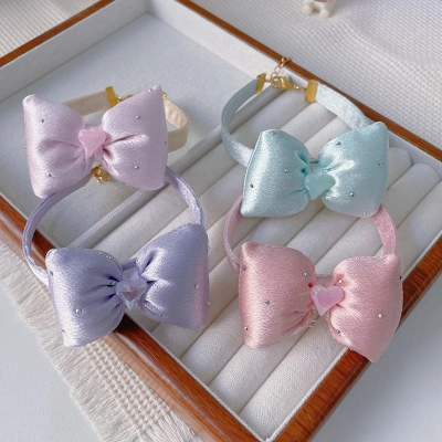 Pet Bow Collar Set Four Pastel Colors 02