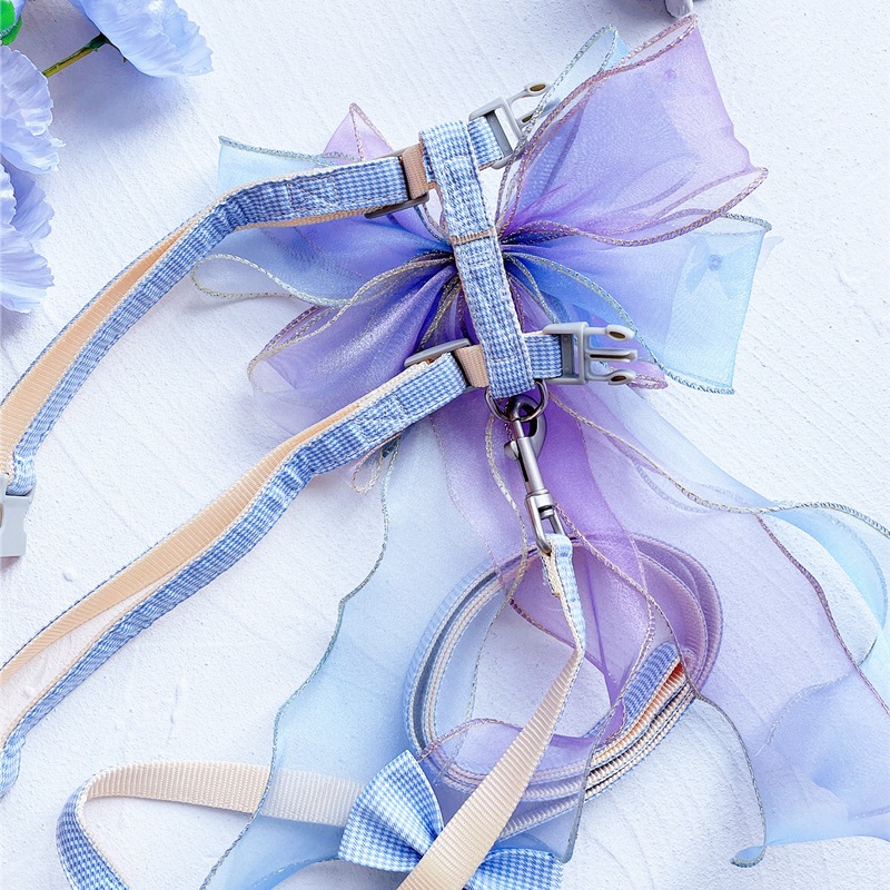 Pet Butterfly Harness Sheer Ribbon Pastel Colors