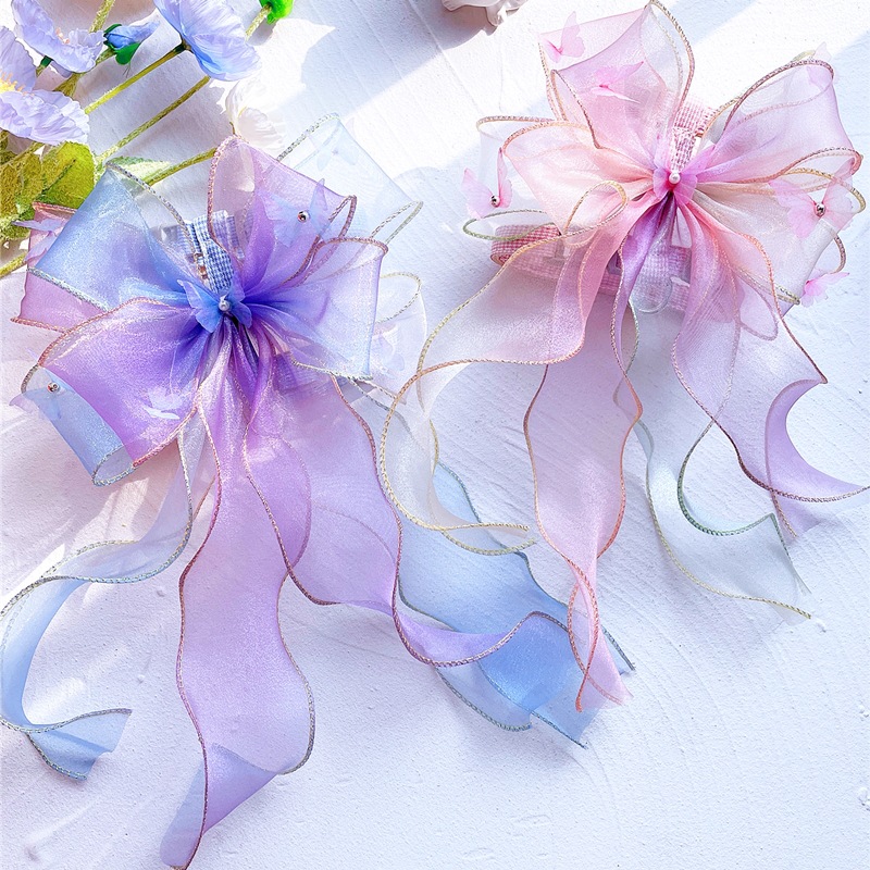 Pet Butterfly Harness Sheer Ribbon Pastel Colors