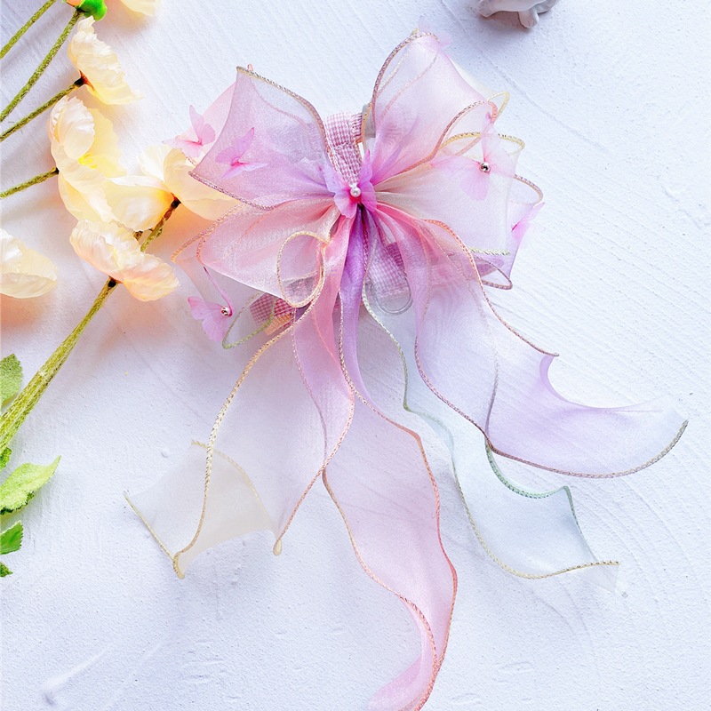 Pet Butterfly Harness Sheer Ribbon Pastel Colors