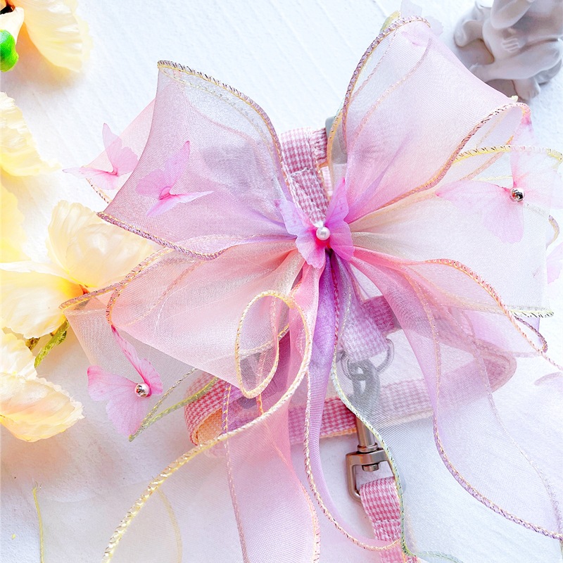 Pet Butterfly Harness Sheer Ribbon Pastel Colors