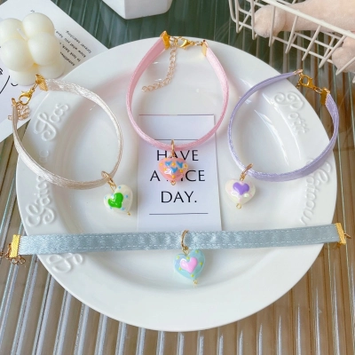 Pet Heart Collar Glitter Pendant Four Colors 02
