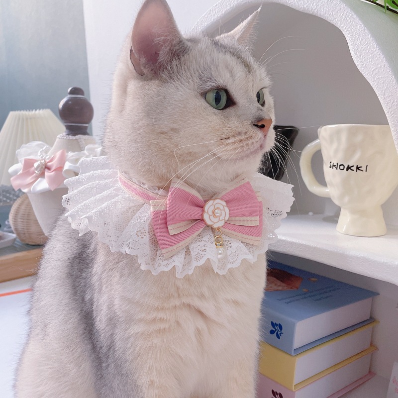 Pet Lace Bib Denim Bow Photo Accessory
