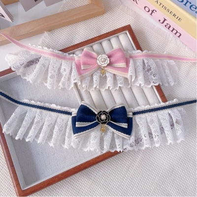Pet Lace Bib Denim Bow Photo Accessory 01