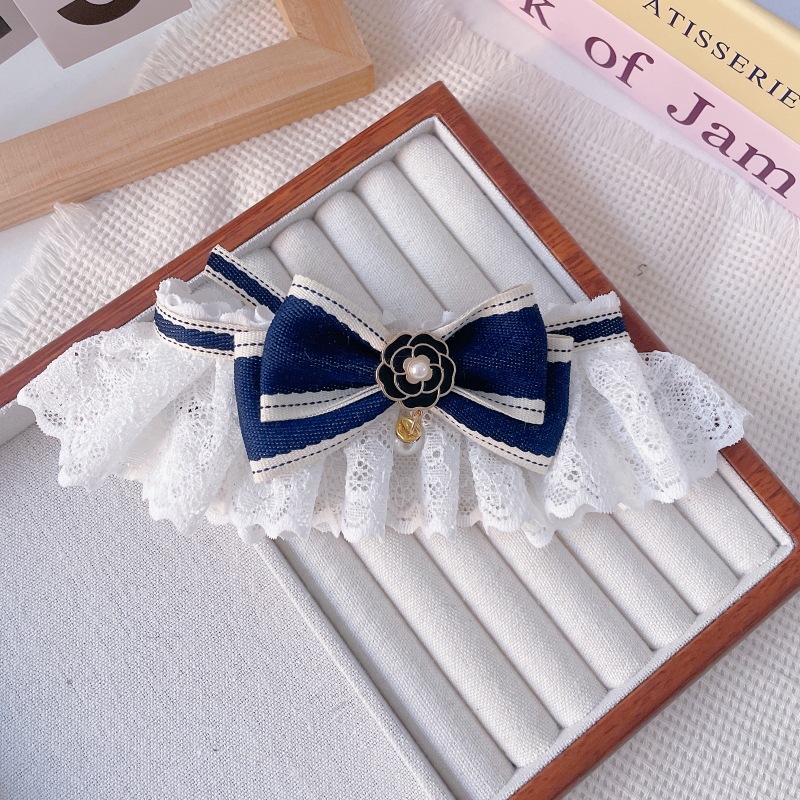 Pet Lace Bib Denim Bow Photo Accessory