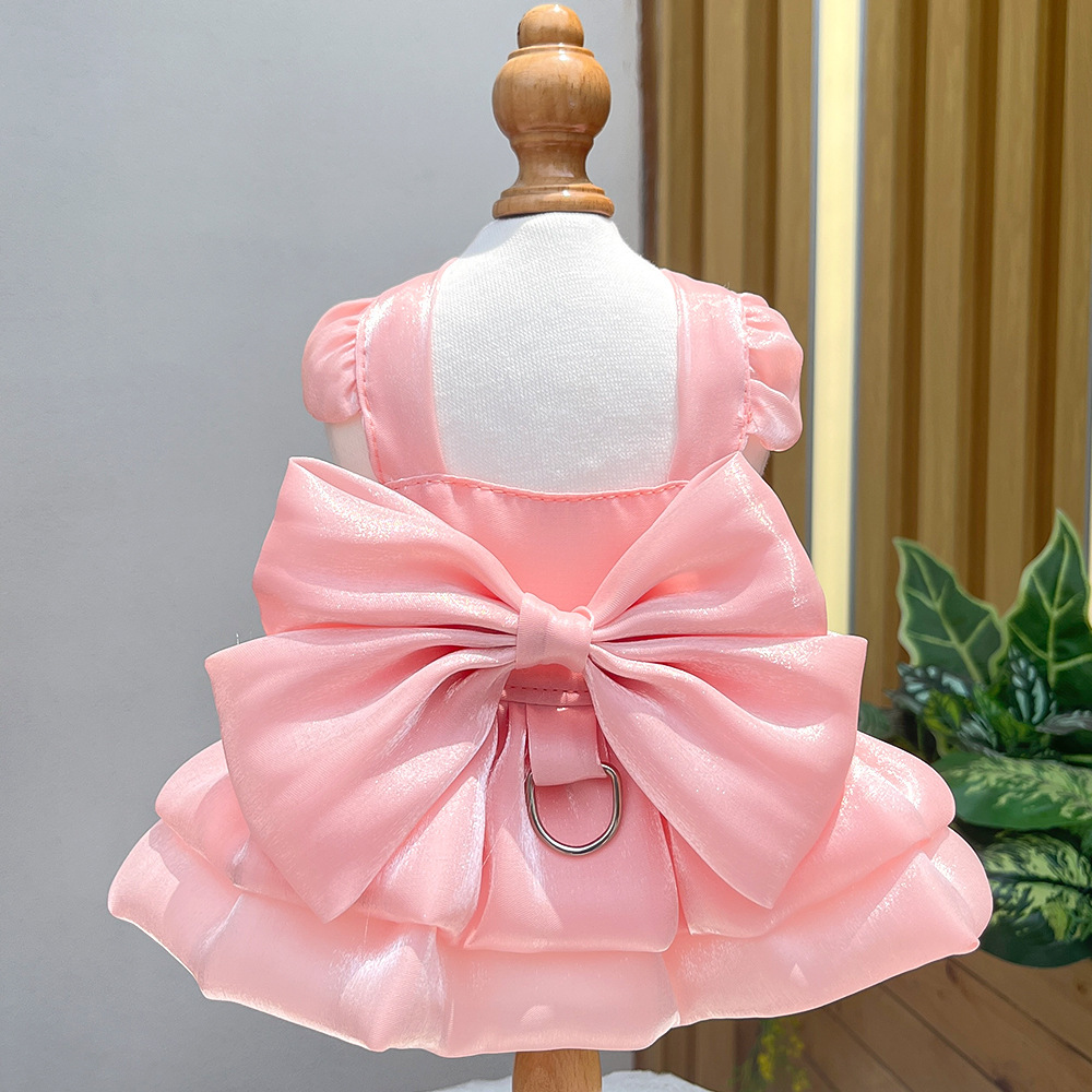 Pet Wedding Dress Set Back Bow Design