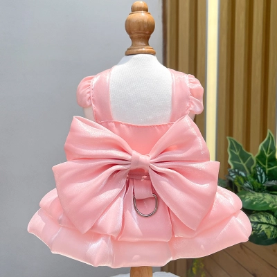 Pet Wedding Dress Set Back Bow Design 02