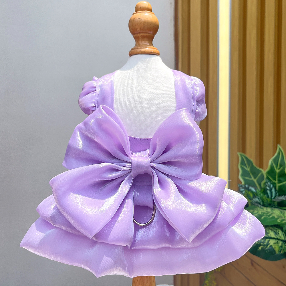 Pet Wedding Dress Set Back Bow Design