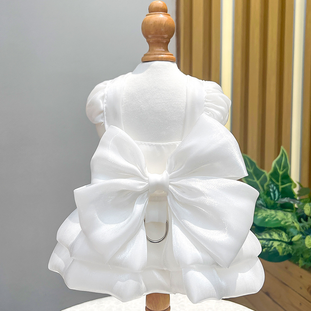 Pet Wedding Dress Set Back Bow Design