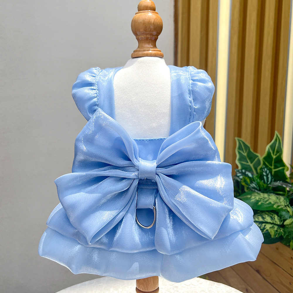 Pet Wedding Dress Set Back Bow Design