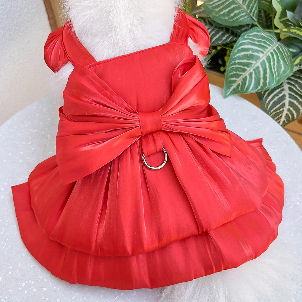Pet Wedding Dress Set Back Bow Design