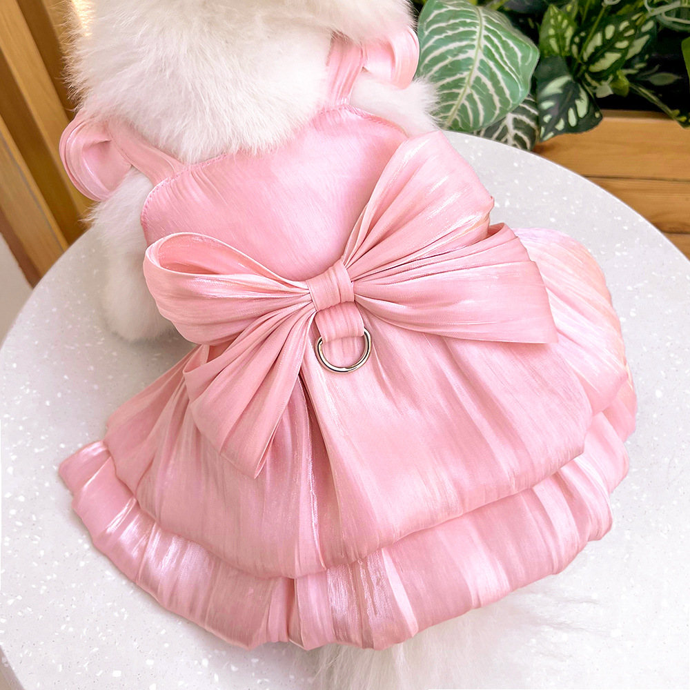 Pet Wedding Dress Set Back Bow Design