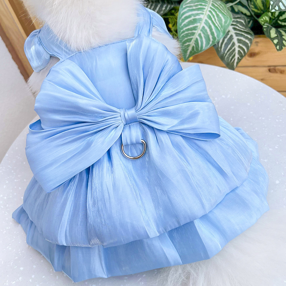 Pet Wedding Dress Set Back Bow Design